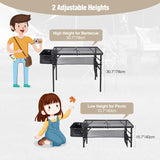REDCAMP Folding Portable Grill Table with Sink for Outside, Lightweight Aluminum Metal Grill Stand Picnic Table for Camping