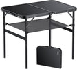 Folding Camping Table, 36" x 24" Portable Table Adjustable Height Max 28 inch Aluminum Folding Table with Storage Net,