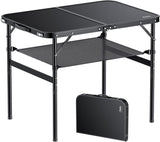 Folding Camping Table, 36" x 24" Portable Table Adjustable Height Max 28 inch Aluminum Folding Table with Storage Net,