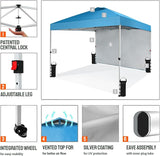 CROWN SHADES 10x10 Pop Up Canopy with 1 Side Wall - Beach Tent with One Push Setup - Outdoor Sun Shade for Events, Parties,