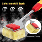 Grill Brush Bristle Free for Outdoor Grill, Steam Grill Cleaning Brush Replaceable BBQ Cleaner Brush Head,Extended Handle,