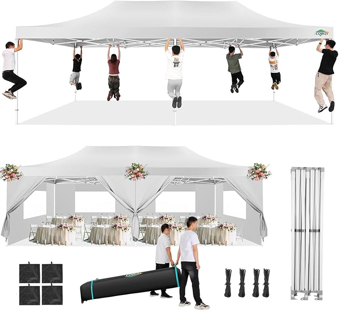 COBIZI 13x26 Pop Up Tent 13x26 Canopy with Sidewalls Heavy Duty Canopy Party Tent for Parties, Outdoor Wedding Large Event