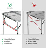 RedSwing Portable Grill Table for Outside, Aluminum Folding Grill Stand Table for Outdoor Camping Picnic BBQ, Lightweight