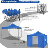 COBIZI 10x10 Heavy Duty Pop up Canopy with 4 Removable Sidewalls, Canopy Tent with Portable Bag, Ez Pop up Tent Commercial