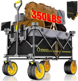 Collapsible Extended Wagon with Big All-Terrain Wheels 350LB& Oversized Outdoor Heavy Duty Utility Garden Cart Foldable