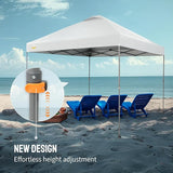 CROWN SHADES Adjustable Height on The Fly, 10x10 Pop Up Canopy - Beach Tent with One Push Setup - Easy Outdoor Sun Shade for