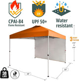 CROWN SHADES 10x10 Pop Up Canopy with 1 Side Wall - Beach Tent with One Push Setup - Outdoor Sun Shade for Events, Parties,