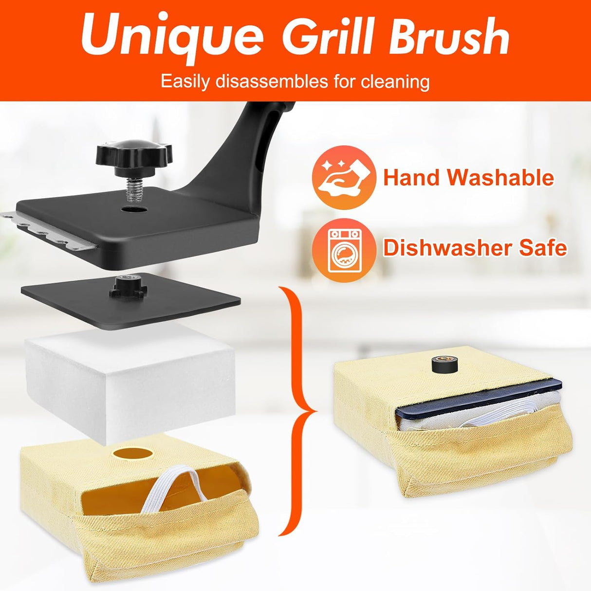 Grill Brush for Outdoor Grill Bristle Free BBQ Cleaner Brush with Durable Scraper for Cast Iron or Stainless-Steel Grates