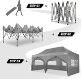 COBIZI 10x20 Canopy with Sidewalls, Heavy Duty Party Tent Pop up carpas para Fiestas, Tents for Parties, Wedding, Outdoor Ez