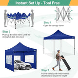 COBIZI 10x10 Ez Pop Up Canopy Tent with 4 sidewalls Heavy Duty Canopy UPF 50+, 100% Waterproof Outdoor Canopy Wedding Tents