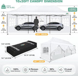 COBIZI 10x30 Pop Up Canopy Tent Heavy Duty with 8 Removable Sidewalls, Commercial Portable Tents for Parties Ez Up Canopy