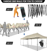COBIZI 10x30 Heavy Duty Pop up Canopy with 8 sidewalls Stable Wedding Outdoor Tents for Parties Canopy Pop Up Party Tent UPF