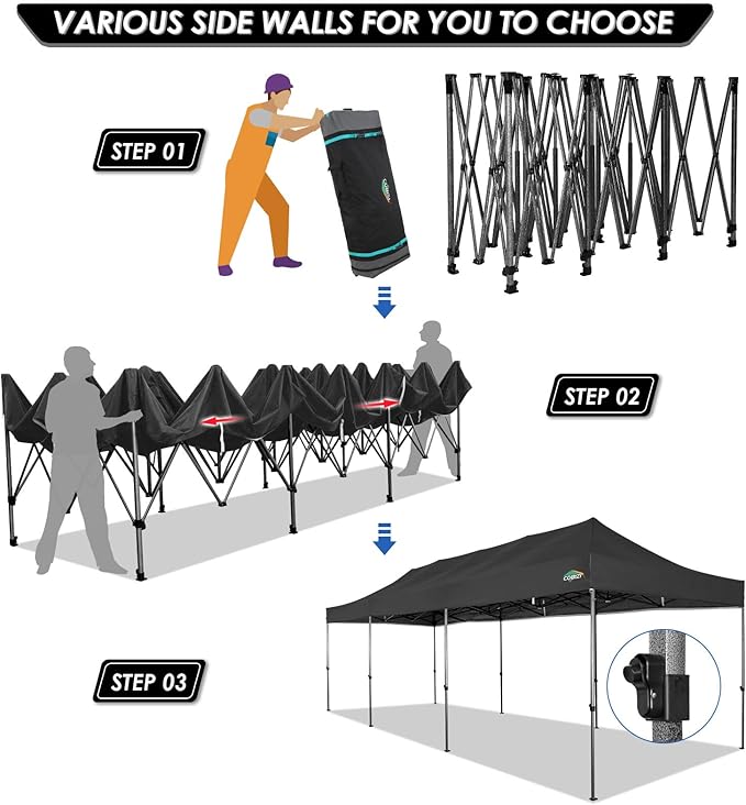 COBIZI 10x30 Pop up Canopy Tent 10x30 Canopy with Sidewalls, Heavy Duty Party Tent Tents for Parties, Foldable UPF 50+