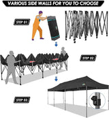 COBIZI 10x30 Pop up Canopy Tent 10x30 Canopy with Sidewalls, Heavy Duty Party Tent Tents for Parties, Foldable UPF 50+