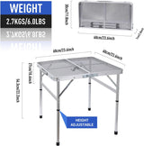 Nice C Square Table for Grill, Folding Table, Camping Table, Outdoor Table, Card Table, Height Adjustable, Mesh Bag