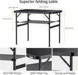 Folding Camping Table, 36" x 24" Portable Table Adjustable Height Max 28 inch Aluminum Folding Table with Storage Net,