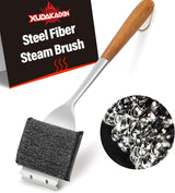 18” Steam Grill Brush Bristle Free,with Extended Luxurious Acacia Wood Handle,Safe Grill Cleaner for Outdoor