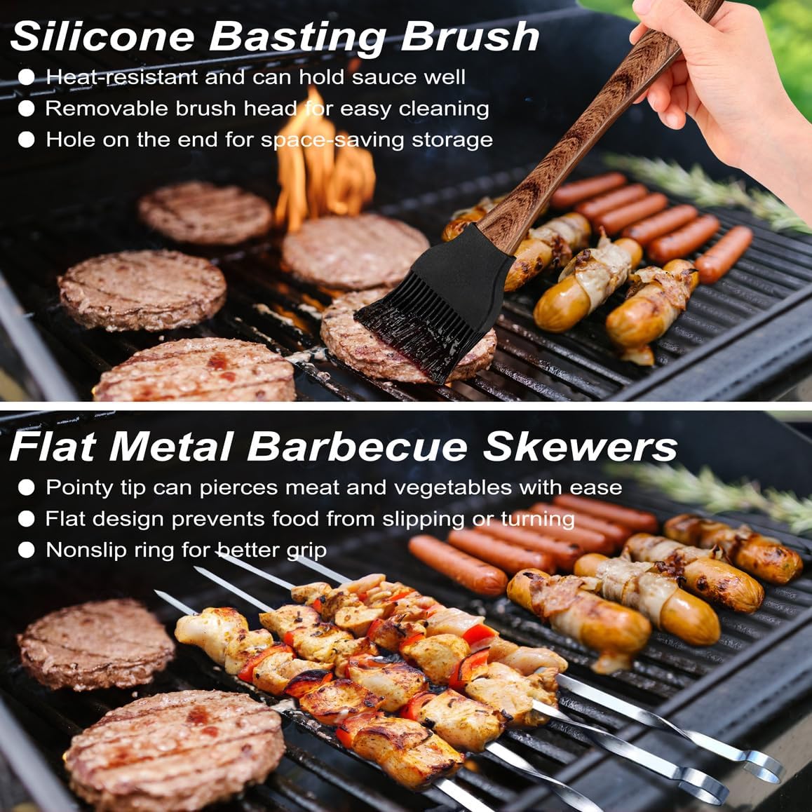 POLIGO 22PCS Heavy Duty BBQ Grill Accessories Set, Non-Slip Grill Tools for Outdoor Grill Set Thicker Stainless Steel Grill