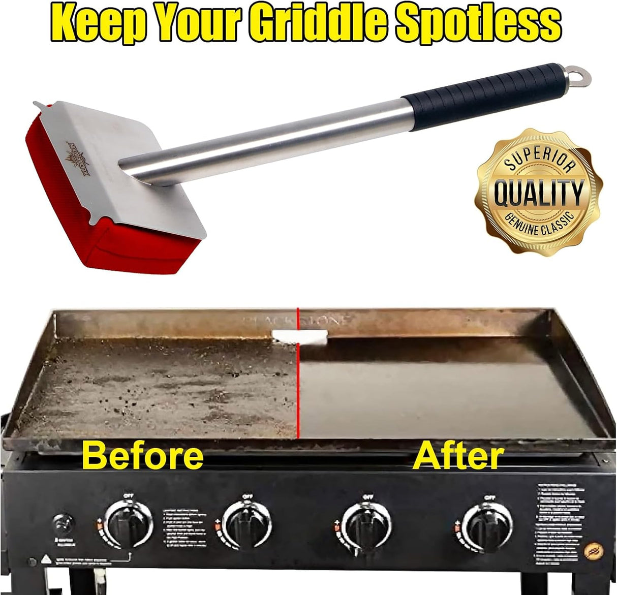 Grill Brush Bristle Free,BBQ Replaceable Scraper Cleaning Head,Safe Grill Accessories for Cast Iron Grates/Porcelain/Weber