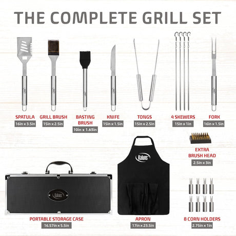 Kaluns Grilling Accessories, Birthday Gifts for Men Grilling Gifts, Heavy Duty Stainless Steel BBQ Grill Tools Set for