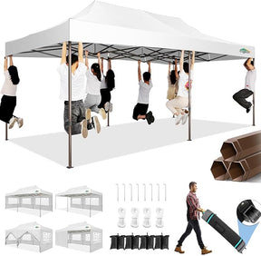 COBIZI 10x20 Pop Up Canopy Tent Heavy Duty with 6 Removable Sidewalls, Commercial Heavy Duty Pop Up Tent for Parties All