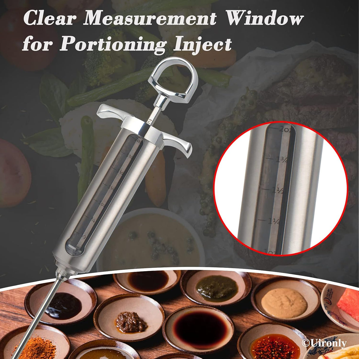 Meat Injector BBQ Injection Kit, Marinade Cajun Seasoning Flavor Syringe Injector for Cooking Grill Smoker Barbecue in