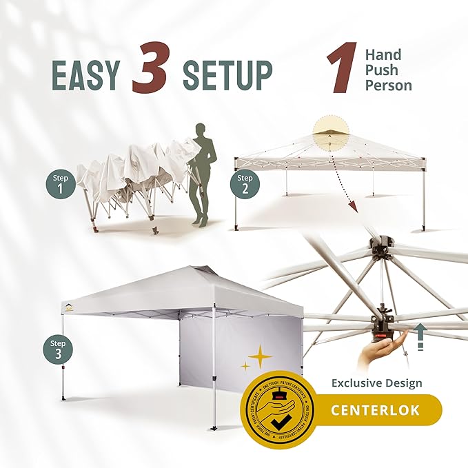 CROWN SHADES 12x12 Pop Up Canopy Tent Instant Commercial with 150D Silver Coated Fabric Including 1 Removable Sidewall, 4