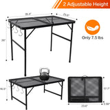 Outdoor Grill Camping Folding Table 3 Ft, Aluminium Picnic Table - Portable, Lightweight, Compact & Height Adjustable
