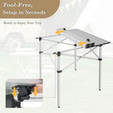 Athena Collection Foldable Camping Table, 28" Small Aluminum Outdoor Folding Camp Table with Roll Up Tabletop and Carry Bag,