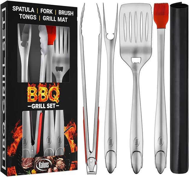Kaluns BBQ Grilling Accessories, Grilling Gifts for Men Dad, Grill Tools for Outdoor Grill, Heavy Duty Stainless Steel Grill