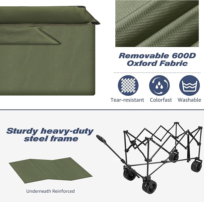 Chihee Garden Cart Collapsible Outdoor Utility Wagon Cart,Folding Beach Cart Oversized Capacity 254L,Heavy Duty Portable