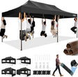COBIZI 10x20 Pop Up Canopy Heavy Duty with 6 Sidewalls, Commercial Heavy Duty Pop Up Tent for Parties All Weather Waterproof