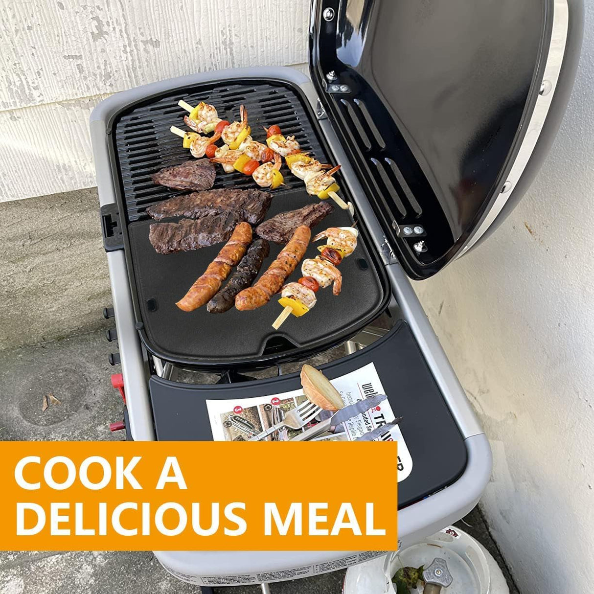 BBQ-PLUS Cooking Griddle Portable Grill Accessories for Weber 901001 Traveler Griddle, BBQ Cast Iron Grill Plate Replacement