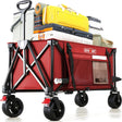 Overmont Collapsible Wagon Cart with Wheels - 180L Foldable Heavy Duty Wagon with Big All-Terrain Wheels - 330Lbs Weight