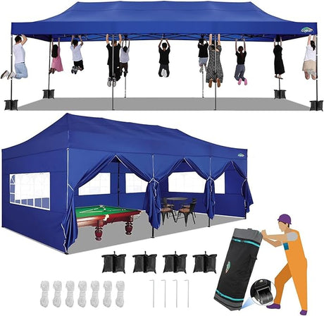 COBIZI 10x30 Pop up Canopy Tent 10x30 Canopy with Sidewalls, Heavy Duty Party Tent Tents for Parties, Foldable UPF 50+