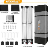 HOTEEL 10x20 Pop up Canopy with 6 Sidewalls, One Push Instant Setup Outdoor Canopy Tent with Reinforce Rod, Weight Bag, for