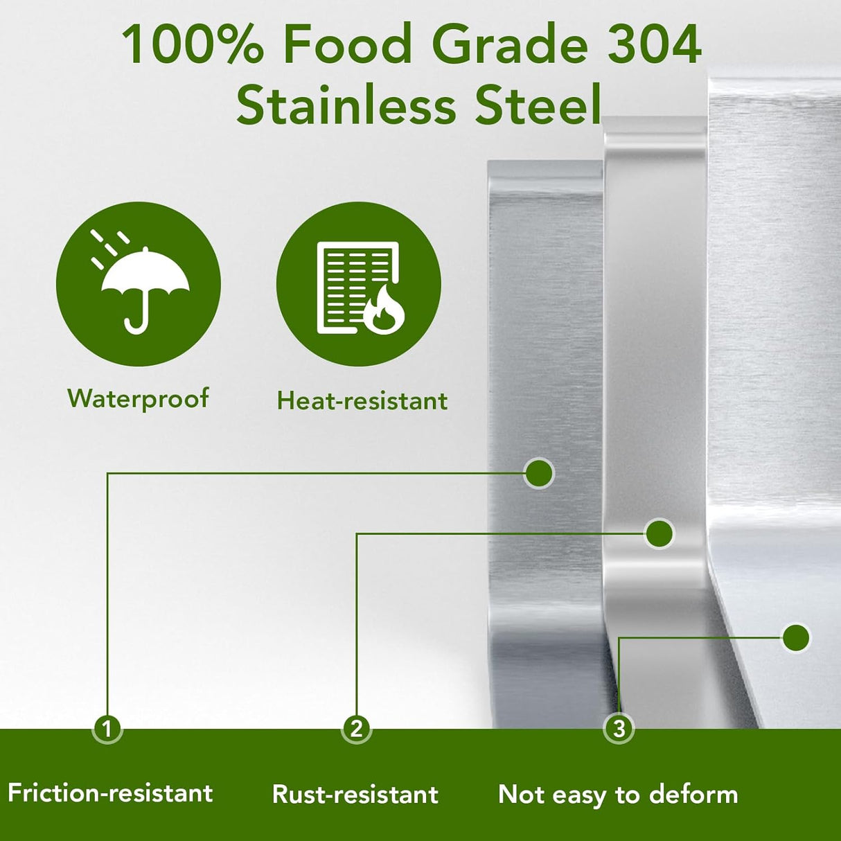 Food Grade 304 Stainless Steel BBQ Grill Table fits Tabletop Griddle, Outdoor Grill Table with 4 Foldable Legs, Portable