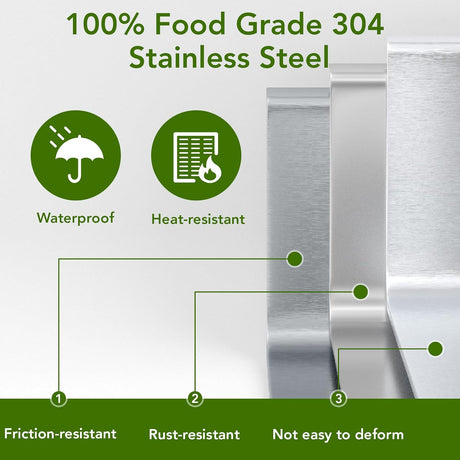 Food Grade 304 Stainless Steel BBQ Grill Table fits Tabletop Griddle, Outdoor Grill Table with 4 Foldable Legs, Portable