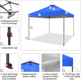 CROWN SHADES 10x10 Pop Up Canopy Tent - Patented Center Lock One Push Instant Outdoor Canopy Beach Tent with STO-N-Go Bag 8