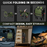 LEVELEVE Heavy Duty Folding Wagon - 2-in-1 Collapsible Cart, 400lb Capacity, All-Terrain Wheels w/Brakes & Side Pockets