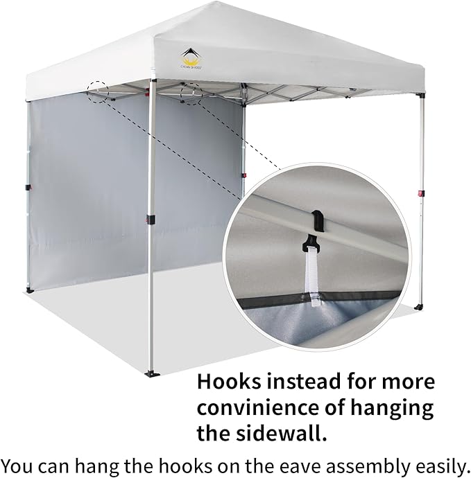 CROWN SHADES 8x8 Pop Up Canopy with 1 Side Wall - Beach Tent with One Push Setup - Outdoor Sun Shade for Events, Parties,