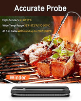 BFOUR Meat Thermometer Wireless Bluetooth, LCD Digital Meat Thermometer with Dual Probe, Wireless Remote BBQ Thermometer for