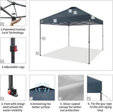 CROWN SHADES 10x10 Pop Up Canopy Tent - Patented Center Lock One Push Instant Outdoor Canopy Beach Tent with STO-N-Go Bag 8