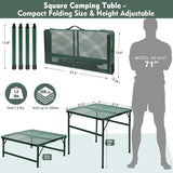 Square Folding Table, Easy for Storage, Compact and Portable Picnic Table for Grill, Outdoor Camping, Garden, Patio, Dining,