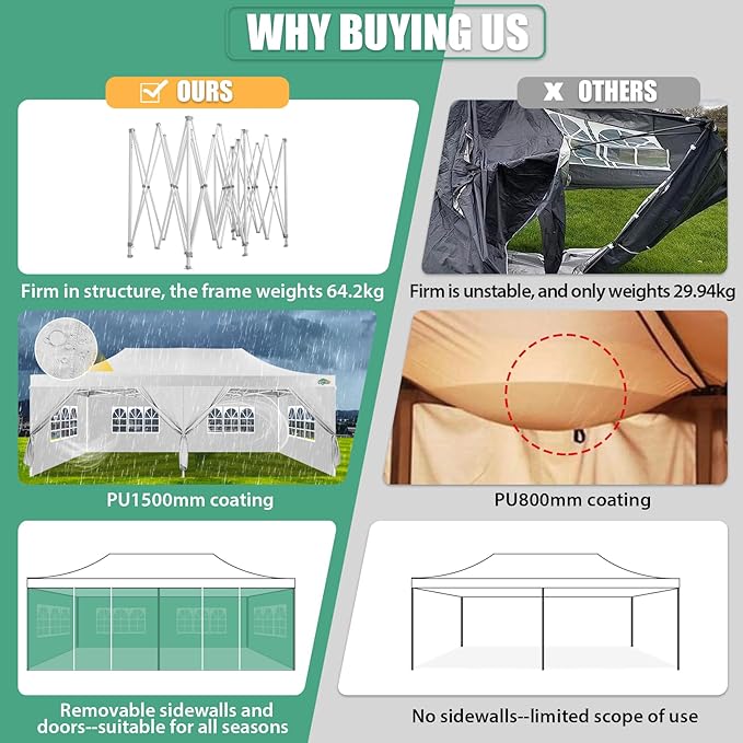 COBIZI 13x26 Pop Up Tent 13x26 Canopy with Sidewalls Heavy Duty Canopy Party Tent for Parties, Outdoor Wedding Large Event