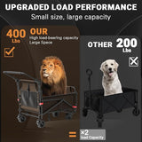 LEVELEVE Heavy Duty Folding Wagon - 2-in-1 Collapsible Cart, 400lb Capacity, All-Terrain Wheels w/Brakes & Side Pockets