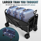 Large Collapsible Wagon Foldable for Beach, Yard, Grocery, Park, 34" x 18" Inner Storage. 300lb Heavy Duty Folding Utility