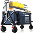 Overmont Collapsible Wagon Cart with Wheels - 180L Foldable Heavy Duty Wagon with Big All-Terrain Wheels - 330Lbs Weight