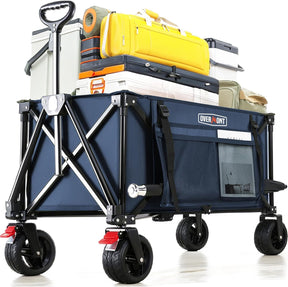 Overmont Collapsible Wagon Cart with Wheels - 180L Foldable Heavy Duty Wagon with Big All-Terrain Wheels - 330Lbs Weight