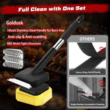 Grill Brush, Full Clean with One Set- Goldusk 19" Safe Replaceable Stainless Steel Grill Brush + Scraper + Bristle Free